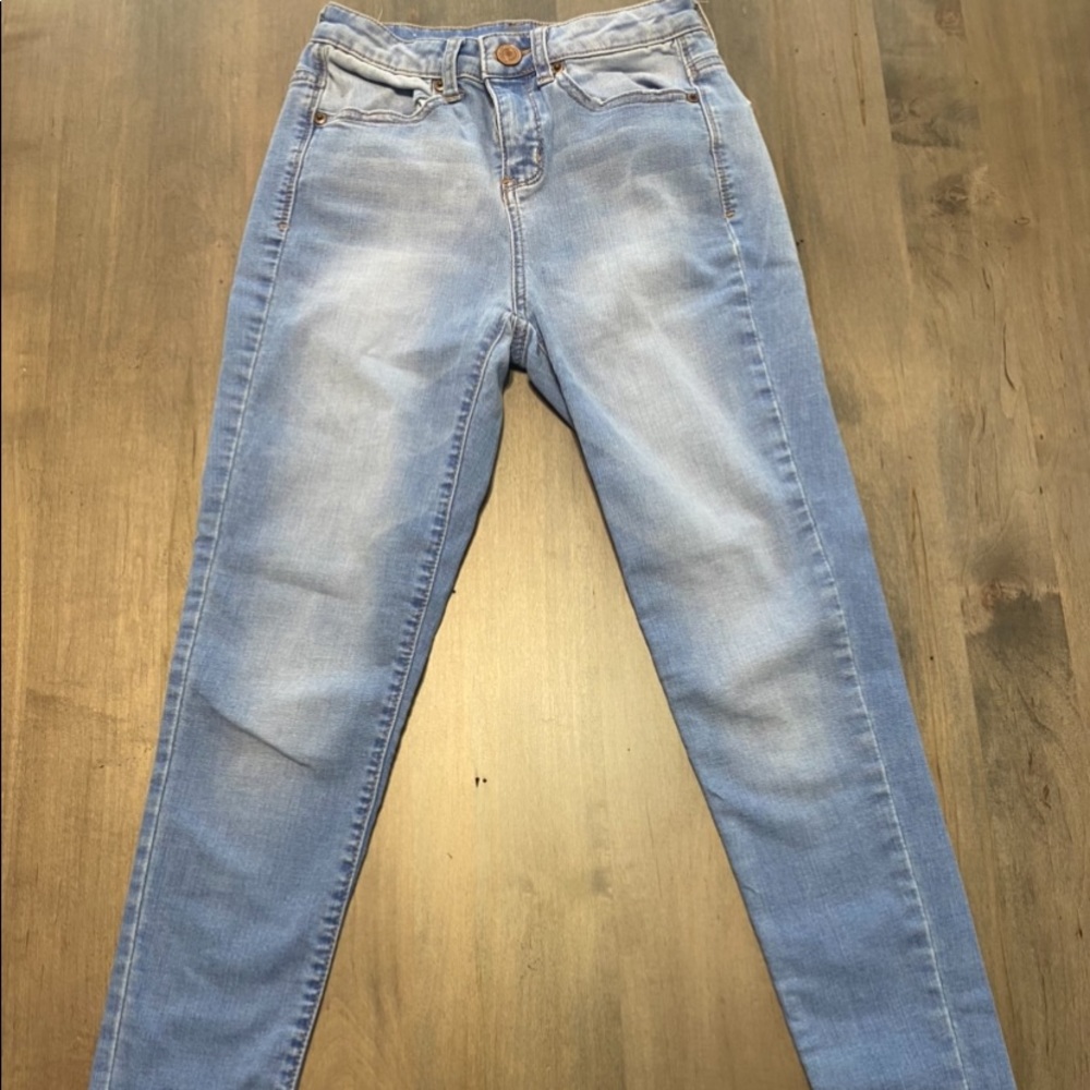 washed out high rise blue jeggings